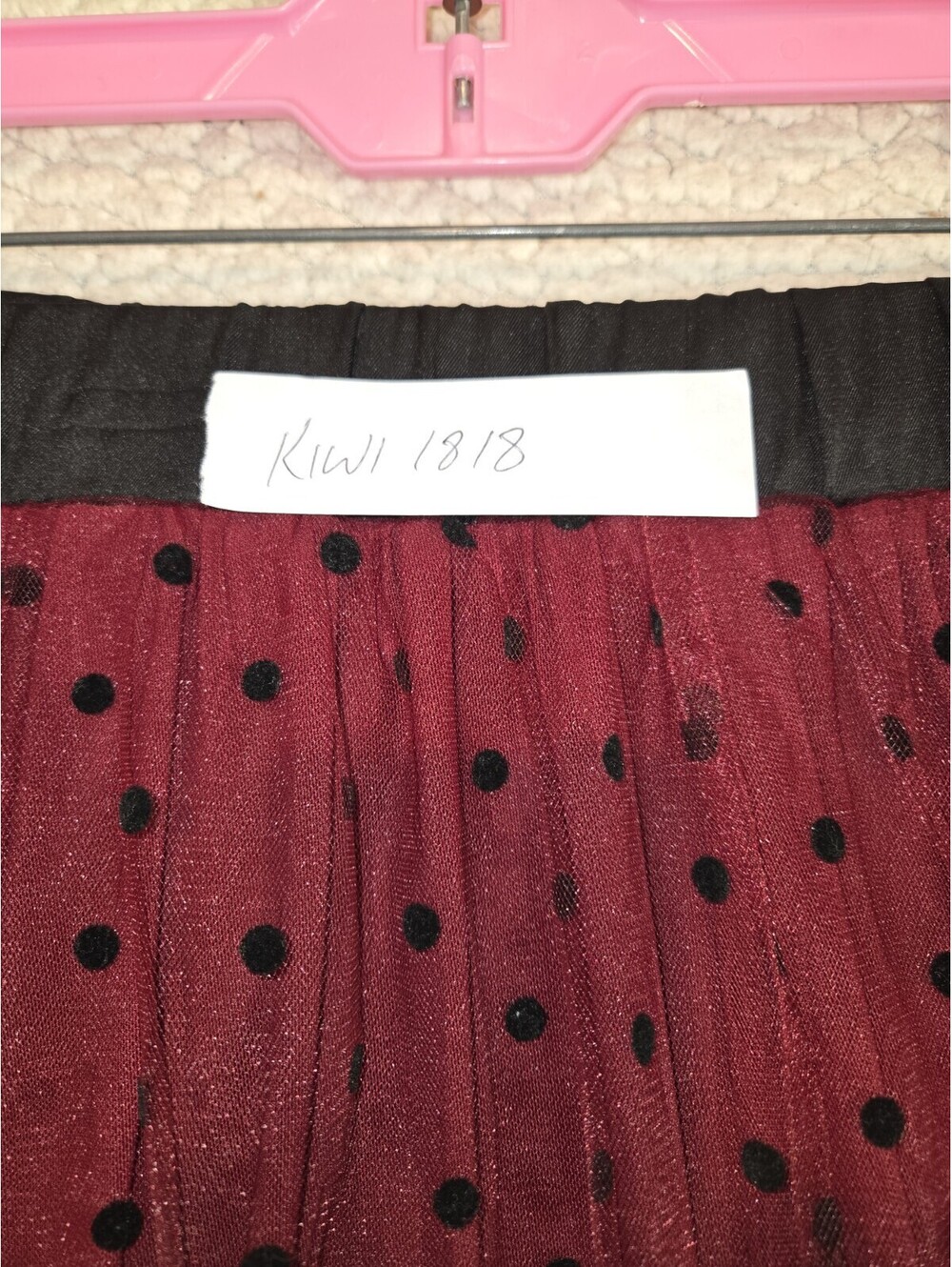 draper james Rsvp Skirt Sz XXL Burgundy Mesh Polka Dots Tulle Layers Whimsy Goth - Picture 9 of 9